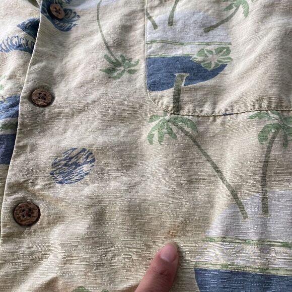 Tommy Bahama Mens Silk Hawaiian Shirt Button Down Size XL‎ Ivory Green,Hawaiian - Picture 7 of 13